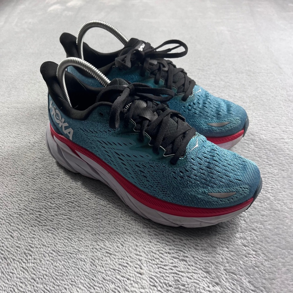 Hoka Clifton 8 Mens 7 Running Shoes Real Teal Outer Space 1119393 RTAR Blue Red